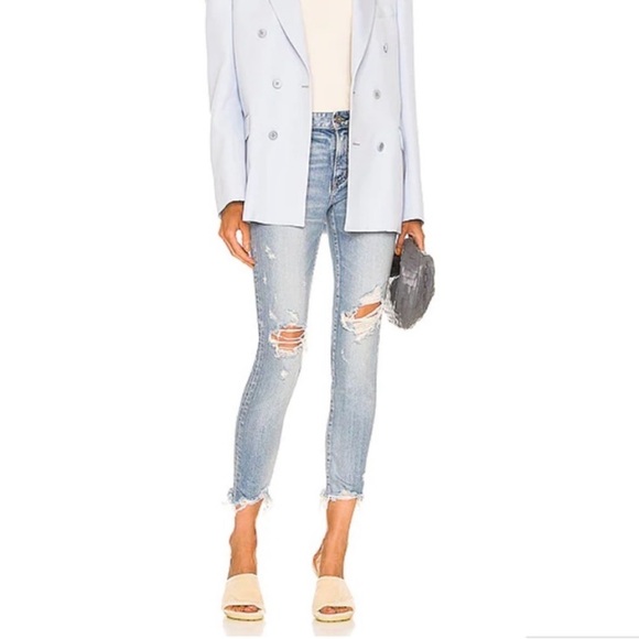 Moussy Vintage Altawoods Mid Rise Distressed Skinny Jeans in Light Blue Wash - Picture 5 of 16